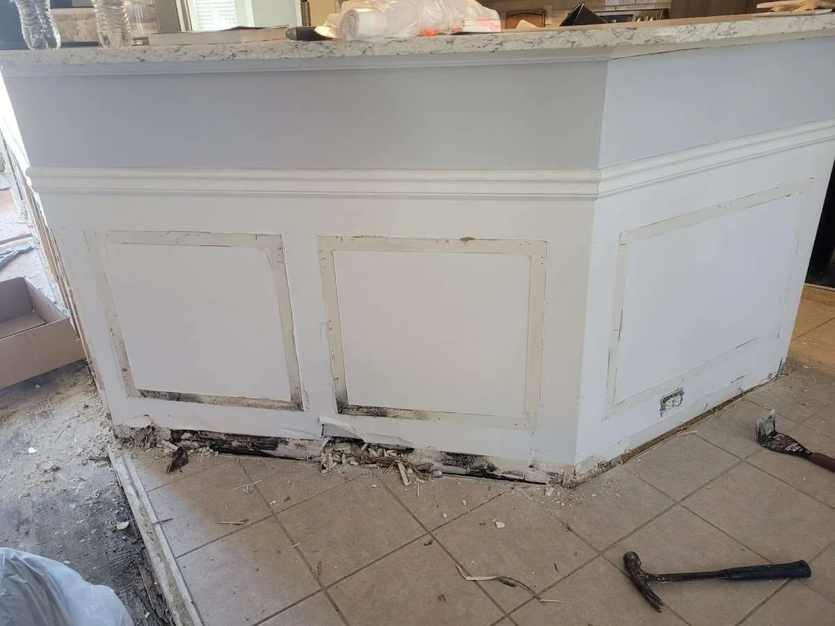Water damage and mold on kitchen during Burst Pipe Cleanup in Fort Pierce